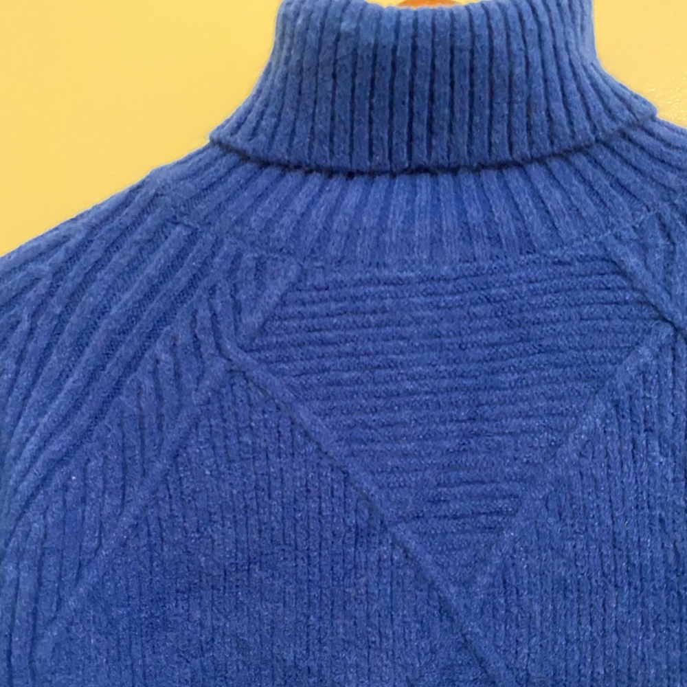 blue turtle neck knit sweater